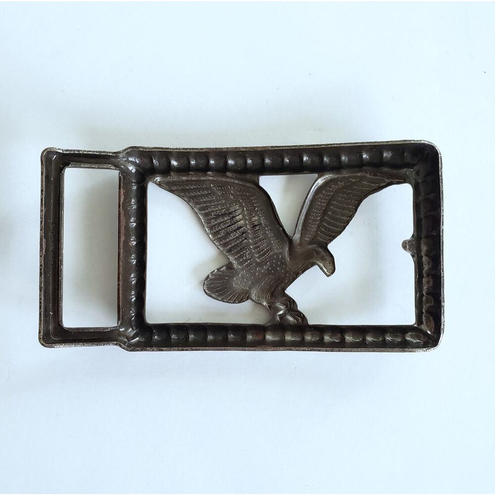 Vintage Eagle Belt Buckle Silvertone Embossed Country Western Rodeo Biker Retro - Picture 3 of 9